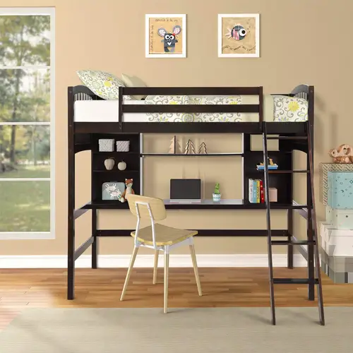 childrens bunk bed with desk underneath