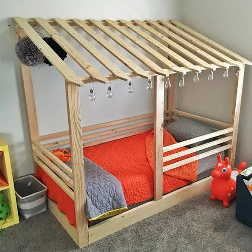 kids bed frame house
