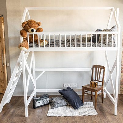 loft bunk bed with crib underneath
